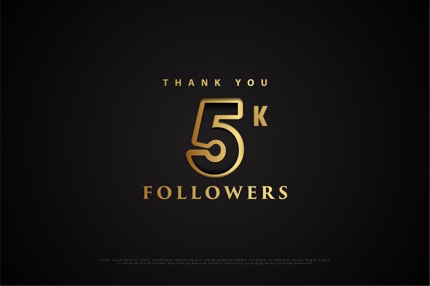 5k seguaci su sfondo nero.
