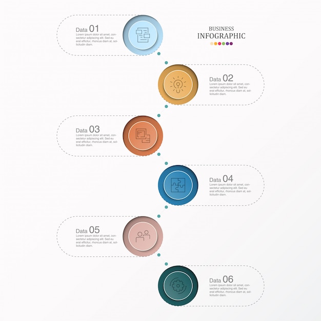 6 dati infografica e icone