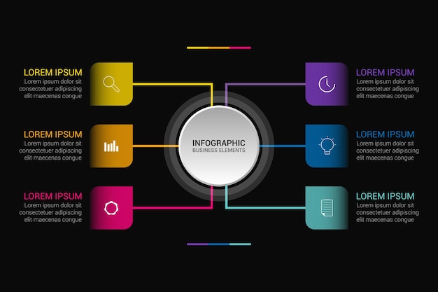 6 passaggi Professional Infographic Business Element Vector Design per la presentazione.