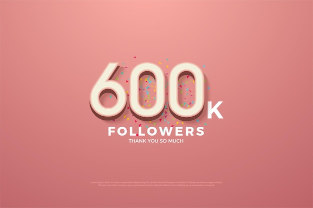 600k follower con numeri colorati e scarabocchi