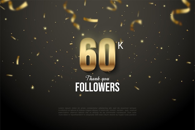 60k seguaci con illustrazioni numeriche ricoperte di nastri e lamina d'oro.