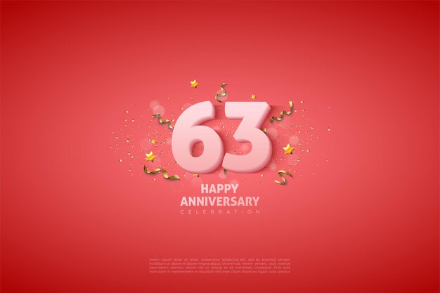 63° anniversario con numeri rosa 3d.