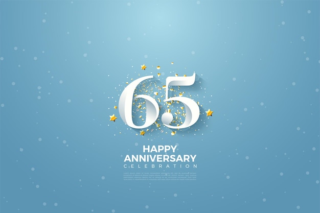 65° anniversario con sfondo glitterato e bellissime stelle gialle.
