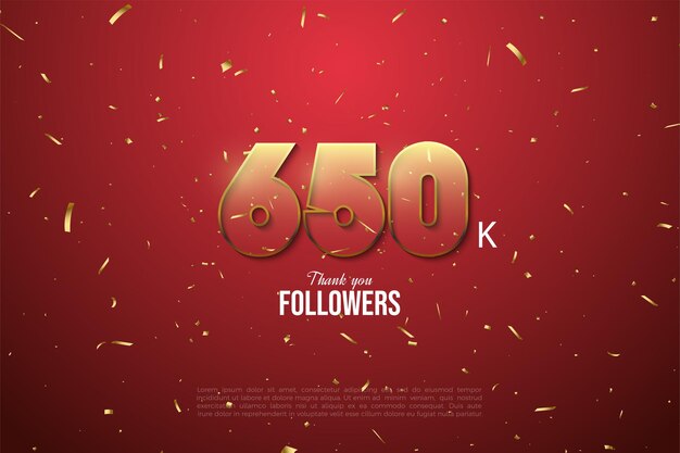 650k follower con numeri con bordi dorati