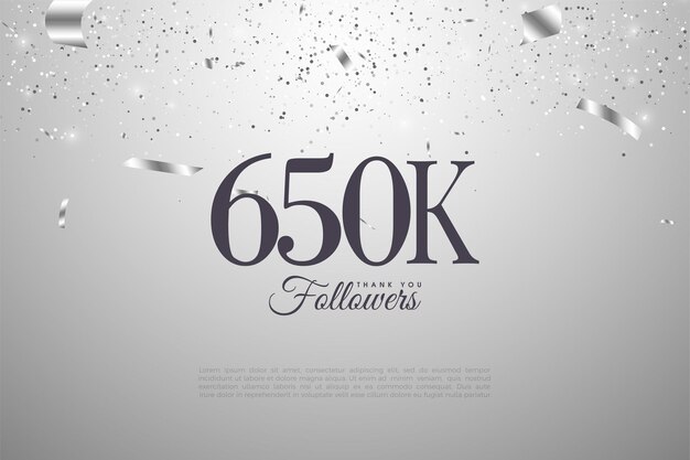 650k follower con numeri su sfondo argento
