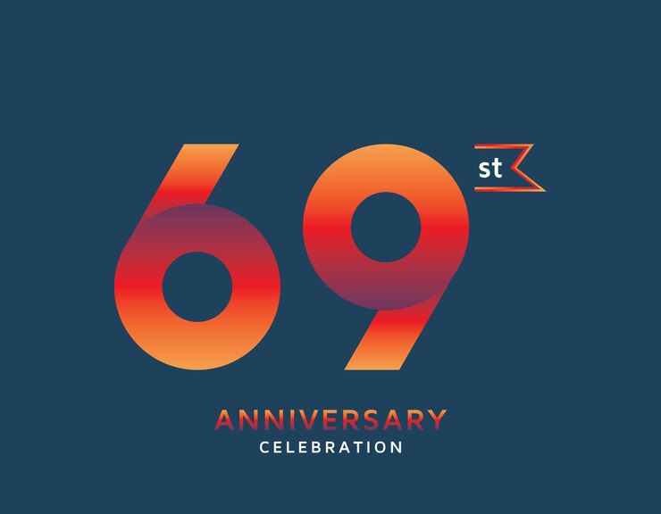 Vettore 69° anniversario colorato