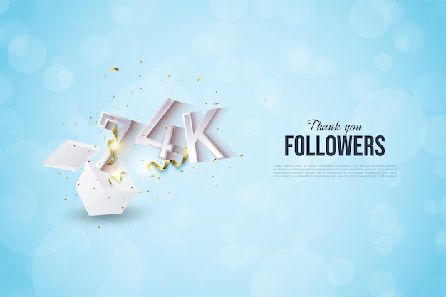 74k follower con l'illustrazione della confezione regalo rovesciata