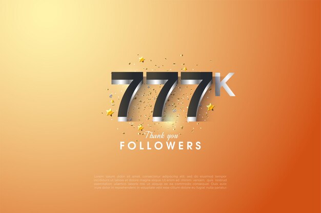 777k follower con sovrapposizione di numeri d'argento