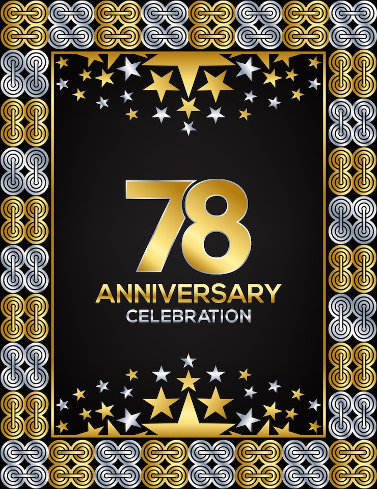 Vettore 78 anni anniversario giorno azienda di design misto di lusso in oro o argento o matrimonio utilizzato