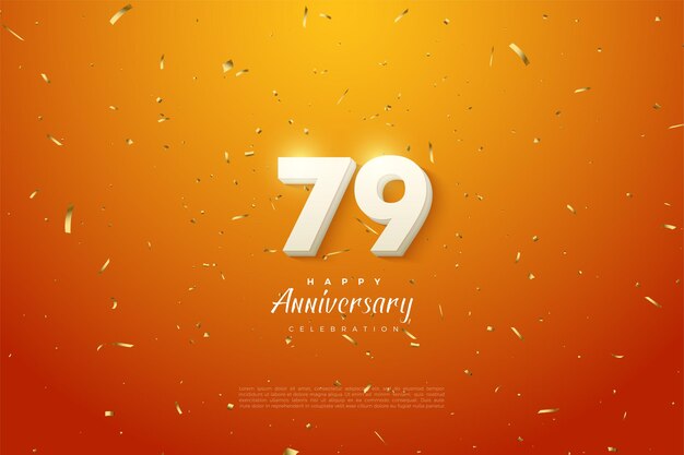79° anniversario con sovrapposizione di numeri bianchi su sfondo arancione