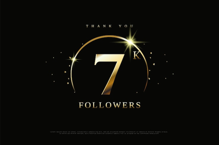 7k follower su sfondo arco dorato