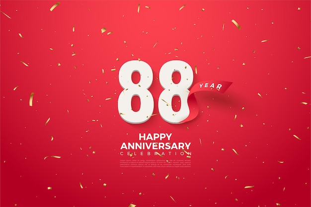 88° anniversario con numeri di celebrazione bianchi
