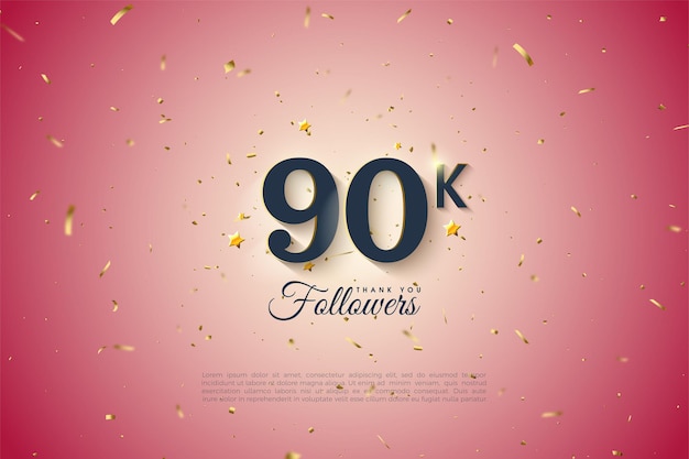90k follower con sfondo rosa graduato.