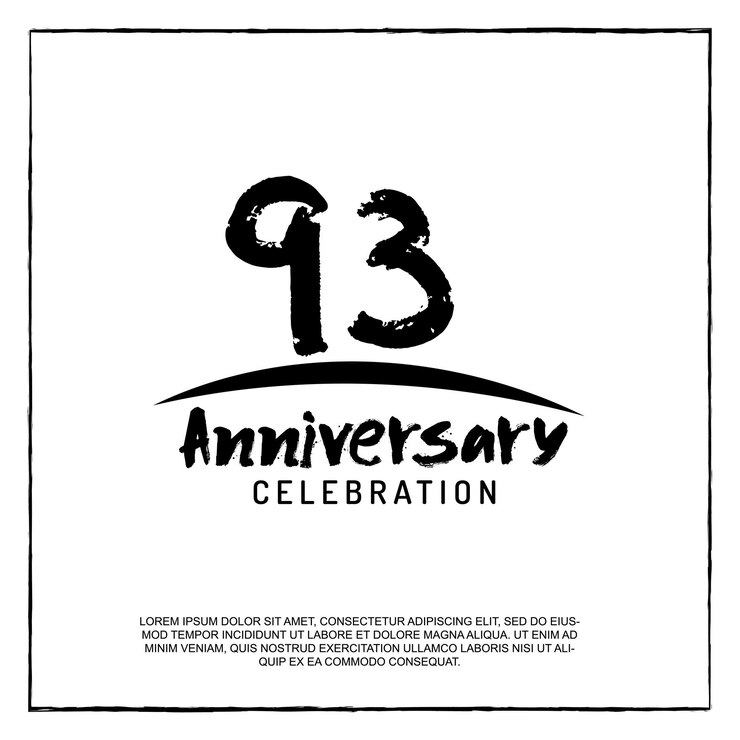 Vettore 93 anni anniversario celebrazione logo pennello testo disegno vettoriale.