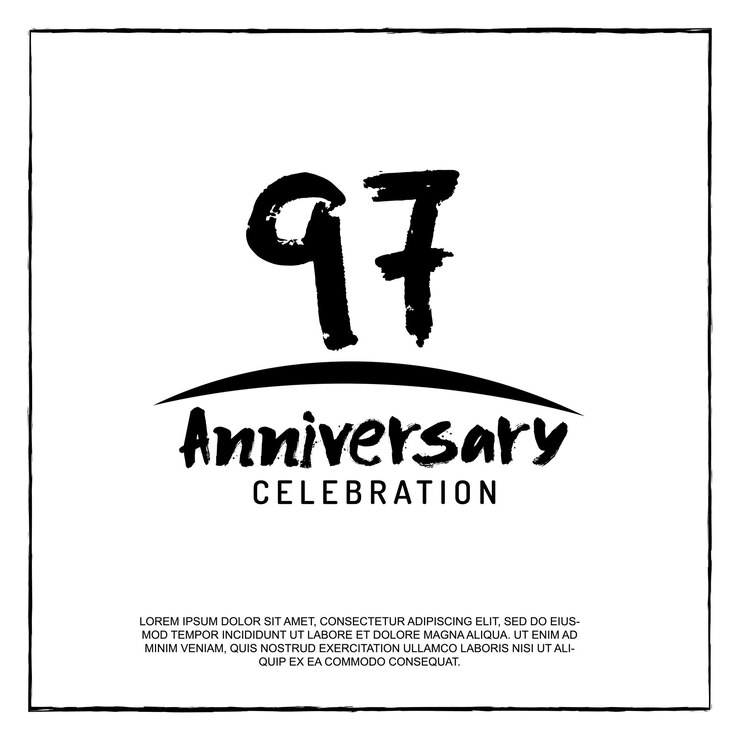 Vettore 97 anni anniversario celebrazione logo pennello testo disegno vettoriale.