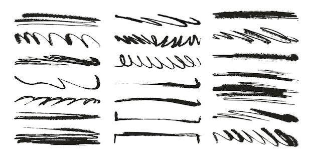 A mano disegnato astratto grunge matita e pennello inchiostro tratti linee e anelli linee pennello creativo con