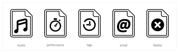 A set of 5 mix icons as audio performance logs