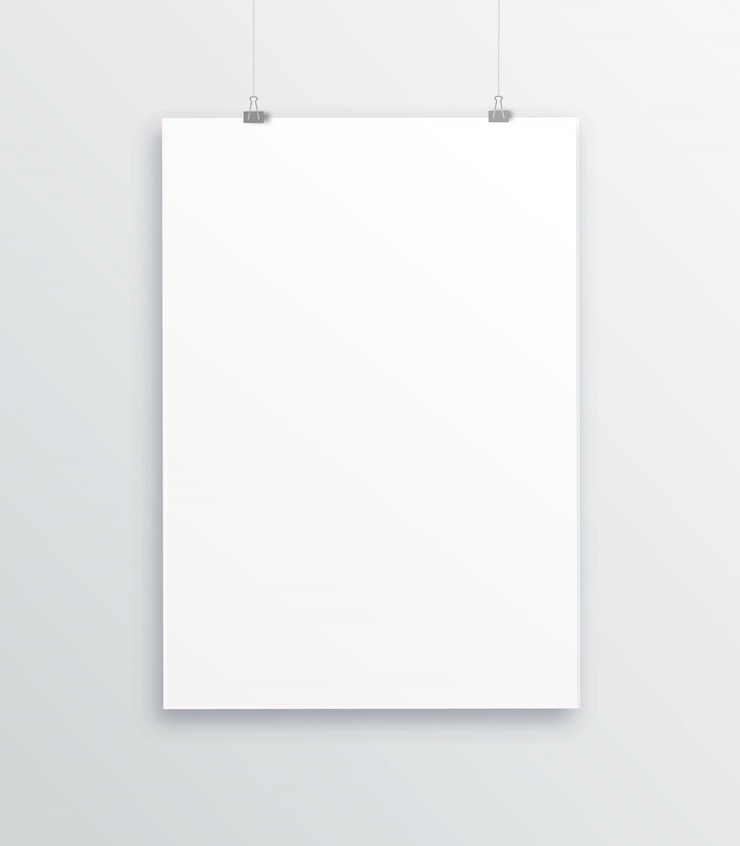 Vettore a3, a4 cornice verticale vuota per fotografie. vector la stuoia di cornice-carta bianca di plastica o di carta realistico con ombra larga dei confini