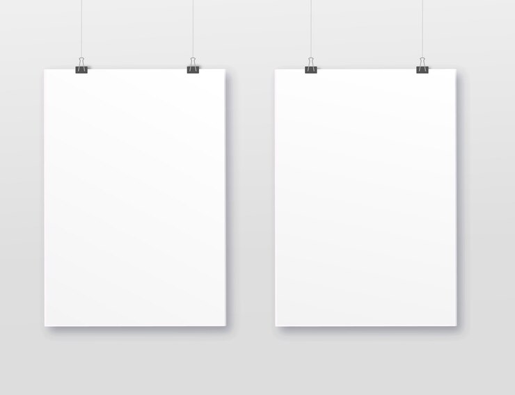 Vettore a3, a4 cornice verticale vuota per fotografie. vector la stuoia di cornice-carta bianca di plastica o di carta realistico con ombra larga dei confini