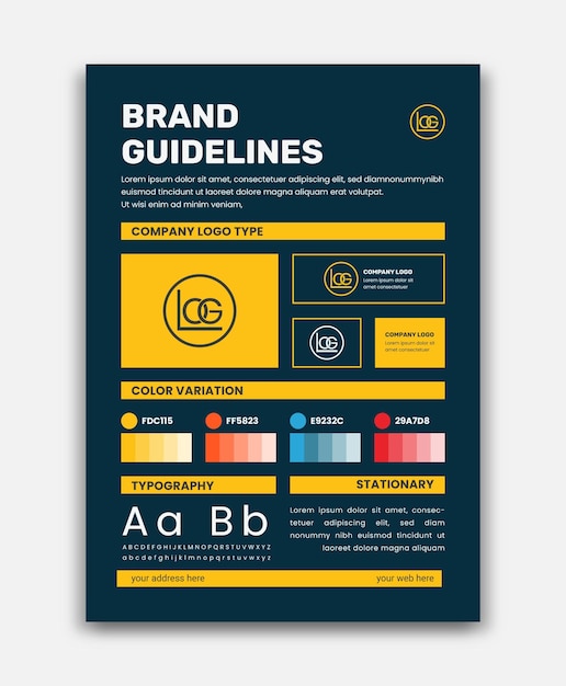 A4 Linee guida per il marchio Poster Layout Stile semplice e moderne Linee guide per il marchio