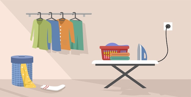 Abbigliamento appeso Abbigliamento pulito Abbigliamento stirato Abbigliamento a cesto Lavanderia Servizio di lavanderia