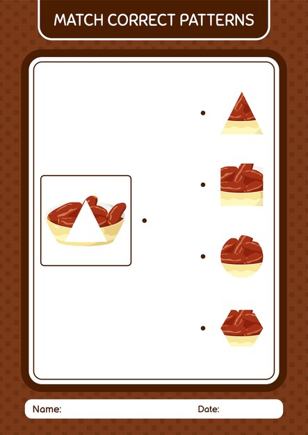 Abbina il gioco del modello con il foglio di lavoro della ciotola delle date per il foglio delle attività dei bambini in età prescolare
