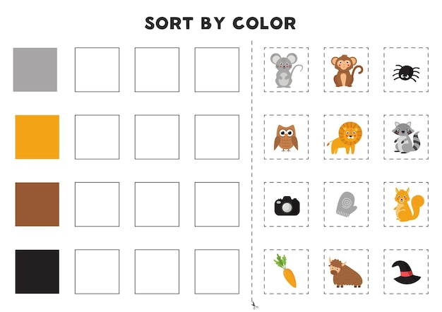 Abbina la tabella dei colori. Imparare il gioco dei colori. Foglio di lavoro stampabile per la scuola materna.