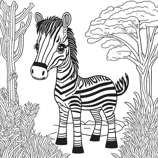 Abbraccia la bellezza selvaggia della savana con questa accattivante pagina da colorare di zebra
