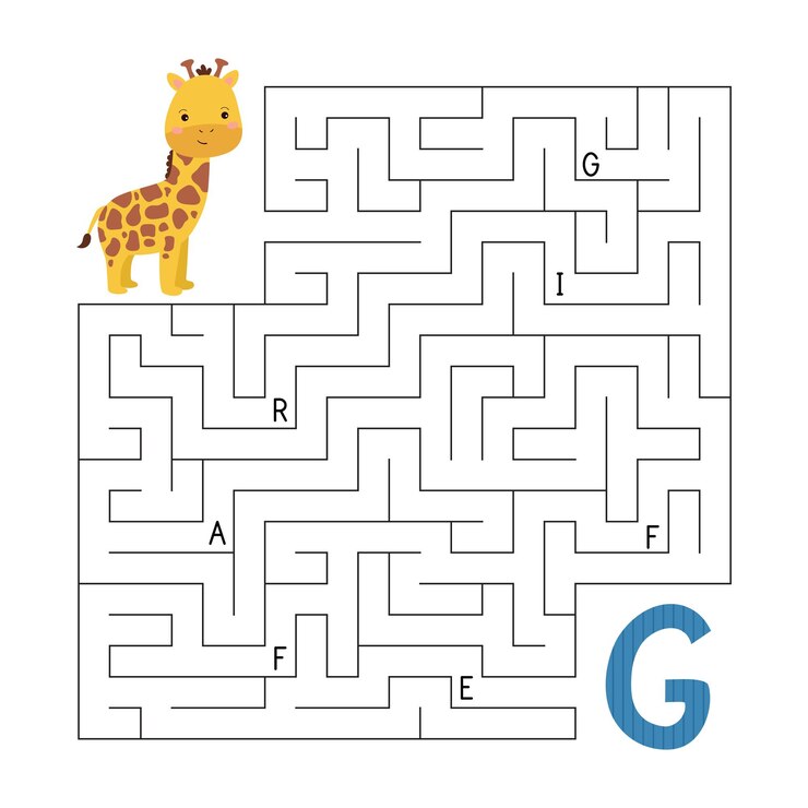 ABC gioco del labirinto giraffa