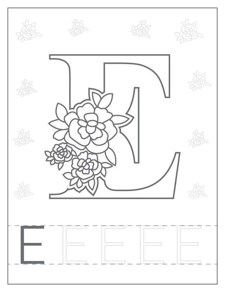 Vettore abcd line art pagina da colorare alfabeto floreale fuori linea educational pagina da colorare per la scuola dei bambini
