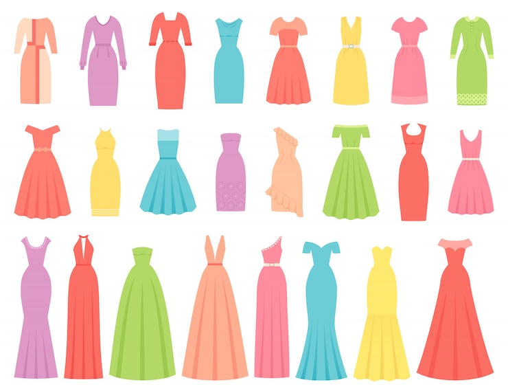Vettore abiti per le donne. set di illustrazione