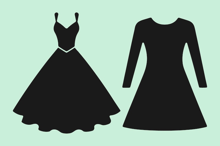 Vettore abito silhouette icona set vettoriale abito illustrazione collezione di segni simbolo o logo di moda