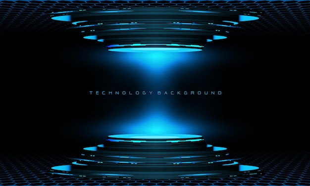 Abstract 3D blu cyber geometrica tecnologia futuristica fase design nero moderno vettore di sfondo