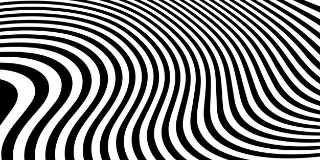 Abstract Black and White Curved Lines Pattern (modello di linee curve in bianco e nero)