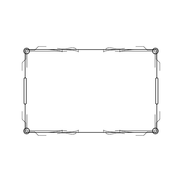 Abstract Black Simple Line Rectangular Frame Doodle Outline Element Vector Design Style Sketch