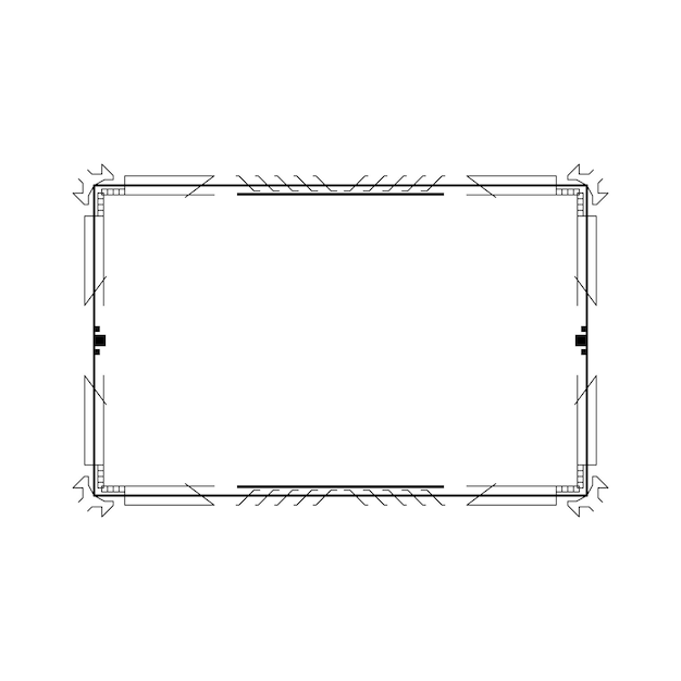 Abstract Black Simple Line Rectangular Frame Doodle Outline Element Vector Design Style Sketch