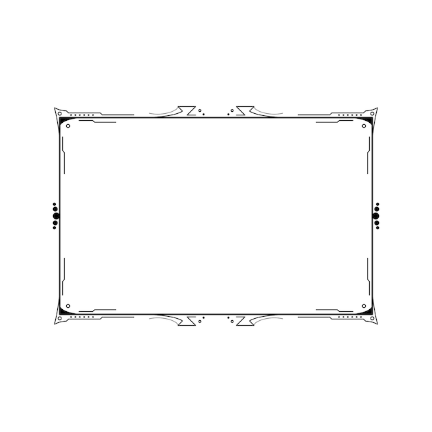 Abstract Black Simple Line Rectangular Frame Doodle Outline Element Vector Design Style Sketch