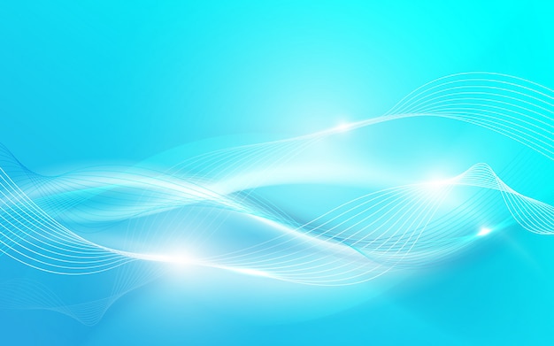 Abstract blu ondulato con sfocato luce linee curve sullo sfondo