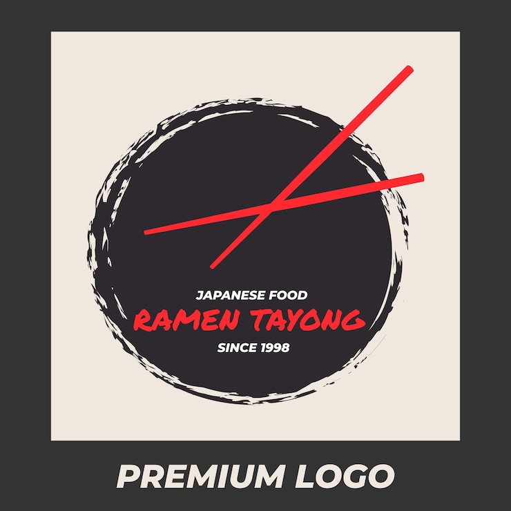 Abstract Circle bacchette ramen logo design giapponese