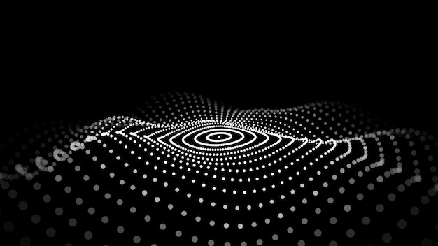 Abstract circle wave with moving dots Flow of particles Illustrazione di tecnologia informatica Illustrazione vettoriale