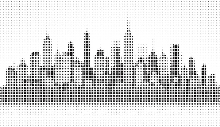 Vettore abstract city skyline modello a mezza tonalità
