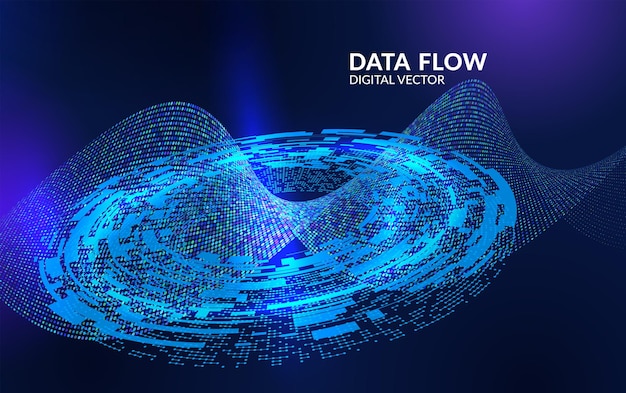 Abstract data flow vector with glowing digital lines and big data stream visualization Perfect for analytics data transfer and technology background concepts