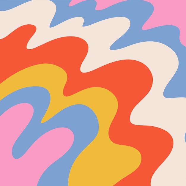 Abstract disegnato a mano psichedelico groovy sfondo retrò ondulato illustrazione vettoriale in trendy s hippie