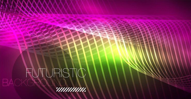 Vettore abstract elemento di progettazione a onde colorate luccicanti su sfondo scuro concetto scientifico o tecnologico