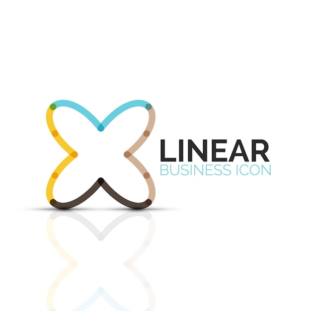 Abstract flower or star linear thin line icon Minimalistic business geometric shape symbol created with line segments Vector illustration