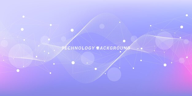 Abstract futuristic technology background Technology and science theme background with waves and plexus lines Global network connection template idea