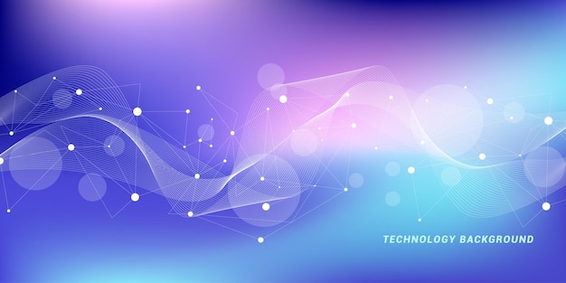 Abstract futuristic technology background Technology and science theme background with waves and plexus lines Global network connection template idea