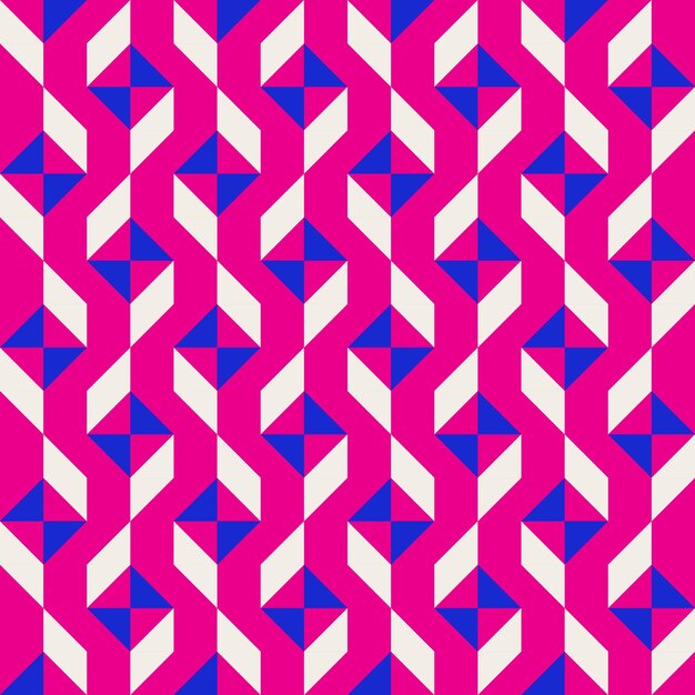 Abstract geometric quilt seamless vector pattern patchwork background rosa fuchsia cobalto blu