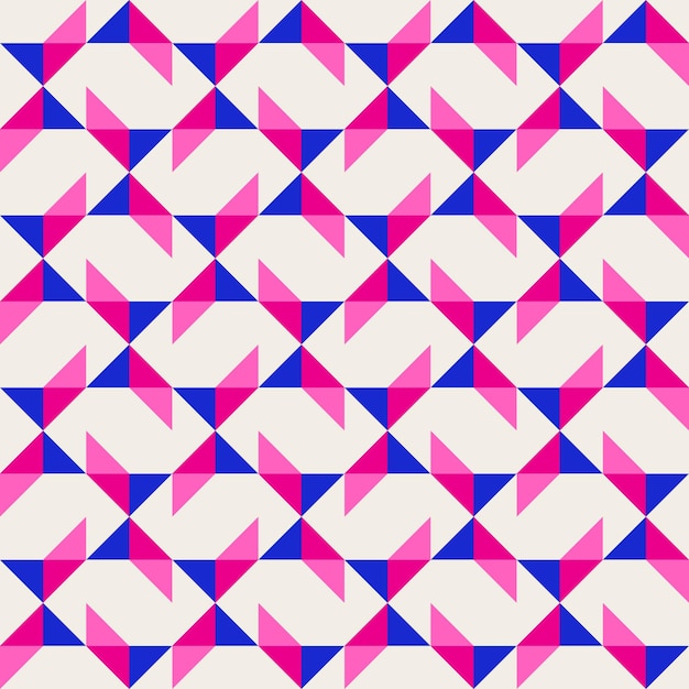 Abstract geometric quilt seamless vector pattern patchwork background rosa fuchsia cobalto blu
