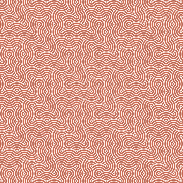 Abstract geometrico marrone giapponese sovrapposti cerchi linee e onde modello